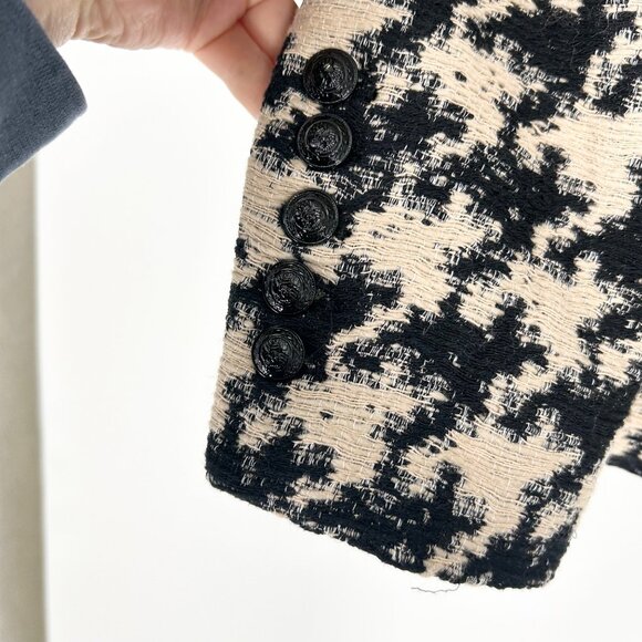 L'Agence Kenzie Houndstooth Wool Blend Double Breasted Blazer Jacket - Picture 4 of 6